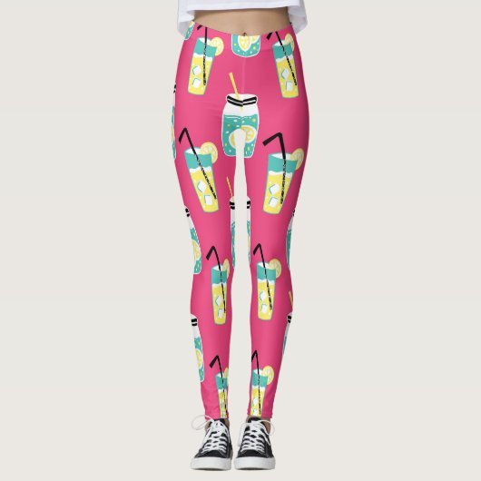 Eclectic summer elements, vintage seamless backgro leggings (Voorkant)