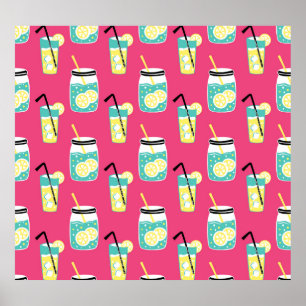 Eclectic summer elements, vintage seamless backgro poster
