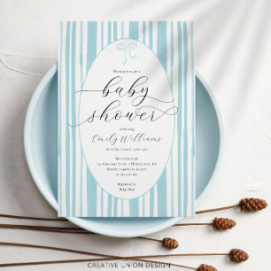 Eclectisch geschilderde strepen blauw Baby shower Kaart