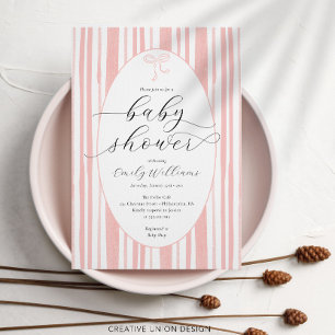 Eclectisch geschilderde strepen Roze Baby shower Kaart