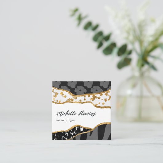 Eclectisch glitterVisitekaartje Vierkante Visitekaartje (Staand voorkant)