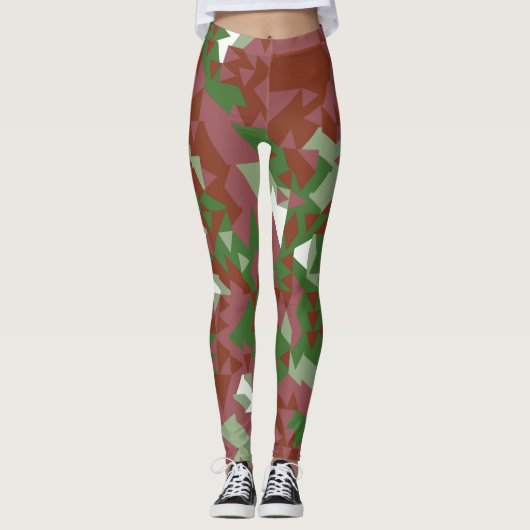 Eclectisch Mod Retro Geometrisch Kerstpatroon Leggings (Voorkant)