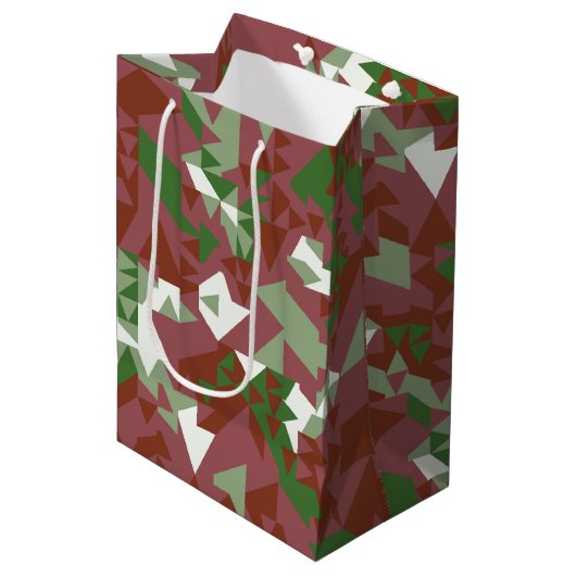 Eclectisch Mod Retro Geometrisch Kerstpatroon Medium Cadeauzakje (Voorkant Gekanteld)