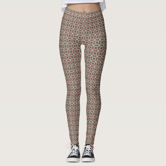 Eclectisch rustieke grungy gedempte kerstpatroon leggings (Voorkant)