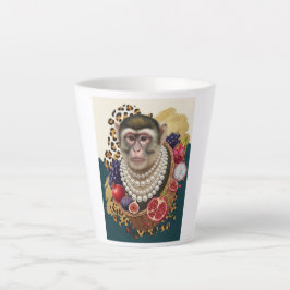 Eclectische aap met parels Latte mok, Chic Maxima Mok