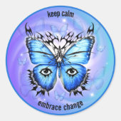 Eclectische Abstract Blauwe Vlinder Sticker (Voorkant)