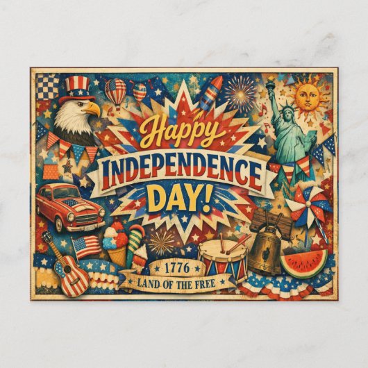 Eclectische Amerikaanse Onafhankelijkheidsdag Feestdagenkaart (Voorkant)