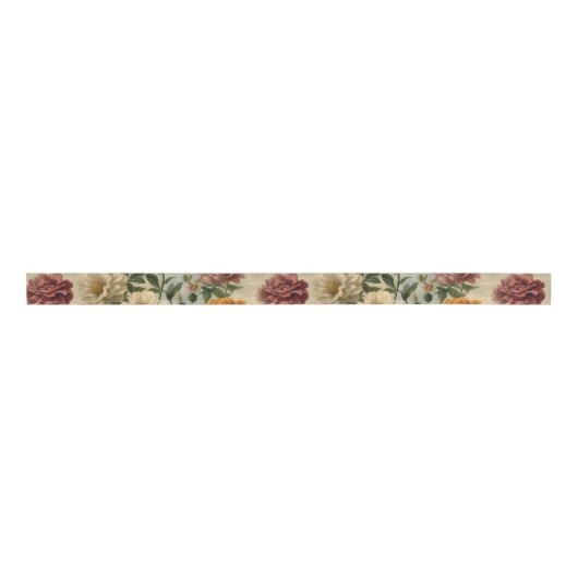 Eclectische bloemen oud schrijfpapier grosgrain lint (Voorkant)