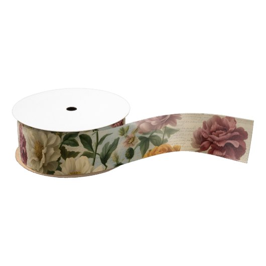Eclectische bloemen oud schrijfpapier grosgrain lint (Spoel)