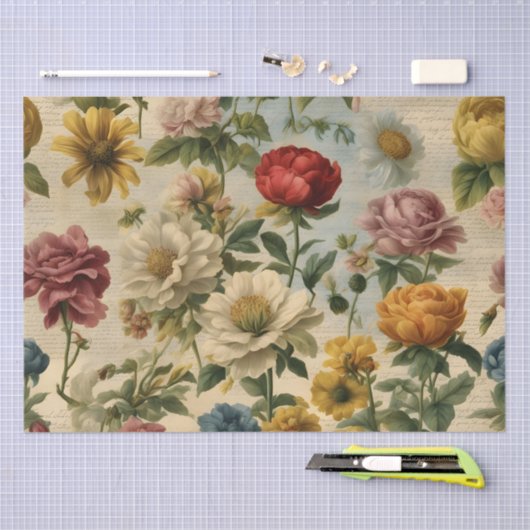 Eclectische bloemen oud schrijfpapier tissuepapier (Craft)