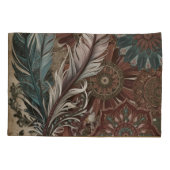 Eclectische Boho Chic Gevederde Mandala Kussensloop (Achterkant-Links)
