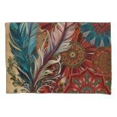 Eclectische Boho Chic Gevederde Mandala Kussensloop (Voorkant-Links)
