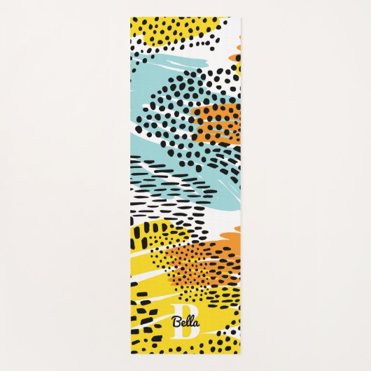 Eclectische dierlijke print patroon monogram yogamat (Voorkant)