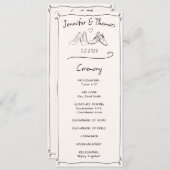 Eclectische Hand Getrokken Doodle Trouwschoenen Ce Programmakaart (Voorkant / Achterkant)