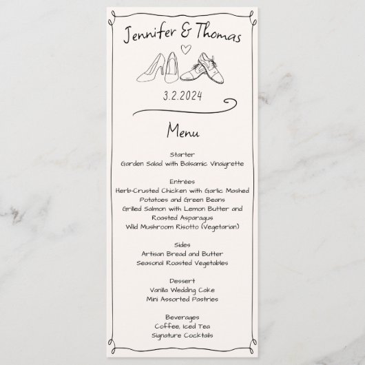 Eclectische Hand Getrokken Doodle Trouwschoenen Me Programmakaart (Voorkant)