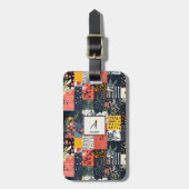 Eclectische, kordate botanische patchwork met polk bagagelabel (Voorkant verticaal)