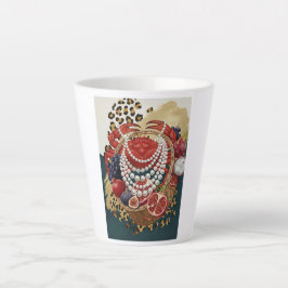 Eclectische krab met parels Latte mok, chic Maxima Mok