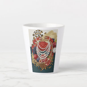 Eclectische krab met parels Latte mok, chic Maxima Mok