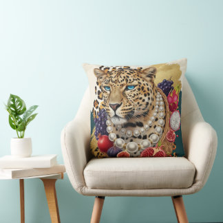 Eclectische luipaard met parels worp kussen, chic kussen