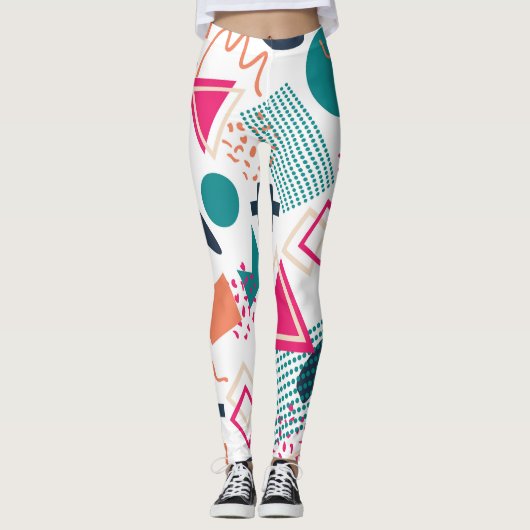 Eclectische Memphis geometrische kunst Leggings (Voorkant)