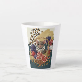 Eclectische Muis met Parels Latte Mok, Chic Maxima Mok