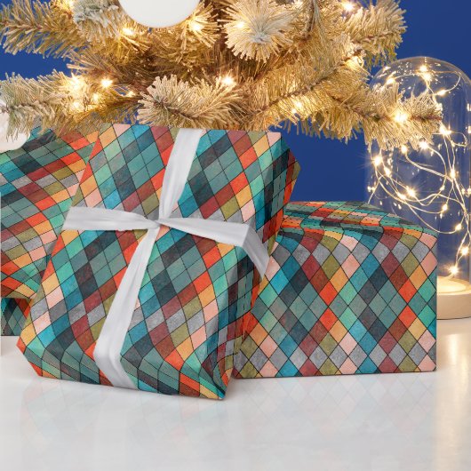 Eclectische multikleurige Argyle-cadeauverpakking Cadeaupapier (Feestdagen)