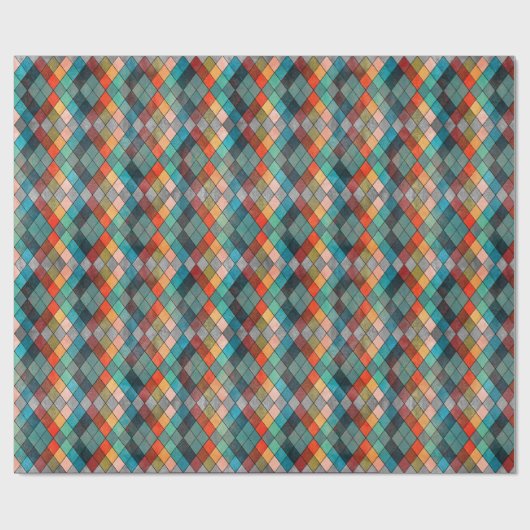 Eclectische multikleurige Argyle-cadeauverpakking Cadeaupapier (Vlak)