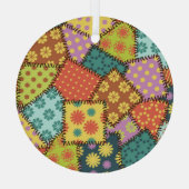 Eclectische Patchwork: Diverse Patroon Mix Glas Ornament (Achterkant)