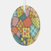Eclectische Patchwork: Diverse Patroon Mix Glas Ornament (Voorkant links)