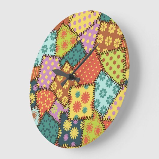 Eclectische Patchwork: Diverse Patroon Mix Grote Klok (Hoek)