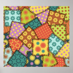 Eclectische Patchwork: Diverse Patroon Mix Poster