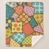 Eclectische Patchwork: Diverse Patroon Mix Sherpa Deken (Voorkant)