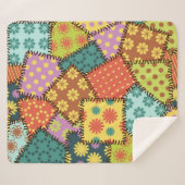 Eclectische Patchwork: Diverse Patroon Mix Sherpa Deken (Voorkant (horizontaal))
