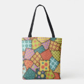Eclectische Patchwork: Diverse Patroon Mix Tote Bag (Achterkant)