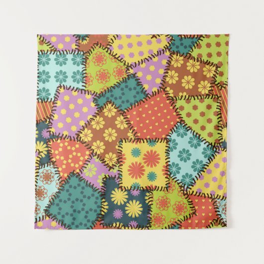 Eclectische Patchwork: Diverse Patroon Mix Wandkleed (Voorkant)