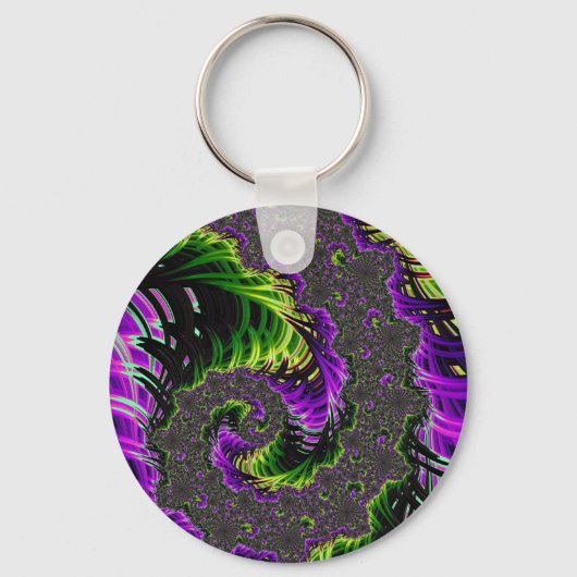 Eclectische psychedelische spiraal fractal Abstrac Sleutelhanger (Voorkant)