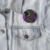 Eclectische psychedelische spiraal fractale abstra ronde button 5,7 cm (In situ)