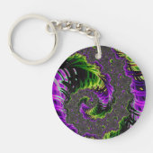 Eclectische psychedelische spiraal fractale abstra sleutelhanger (Voorkant)