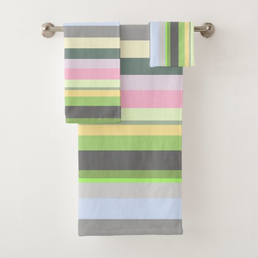 Eclectische Retro Regenboog Verticale Strepen Bad Handdoek (Insitu)