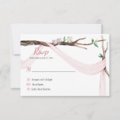 Eclectische Romance boomtak Blush Roze Gaas RSVP Kaartje (Voorkant)