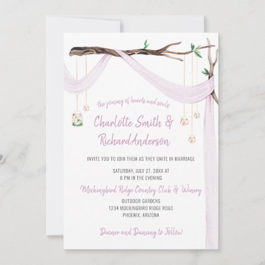 Eclectische Romance - Lila Drape Mason Jar Lights Kaart (Voorkant)