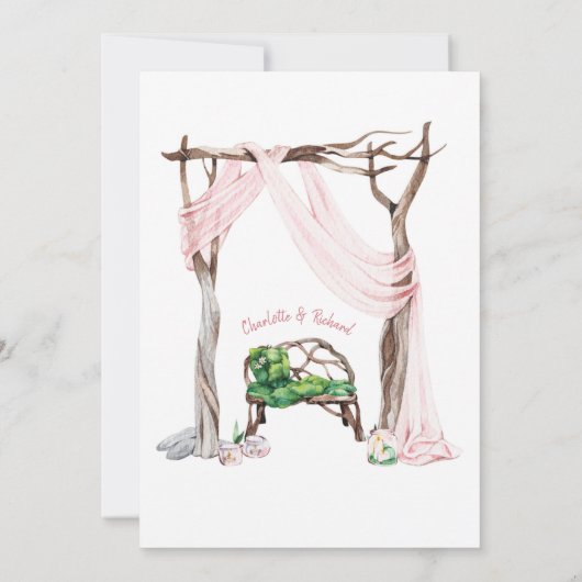 Eclectische Romance - Roze Draapsmos Jar-lampjes Kaart (Achterkant)