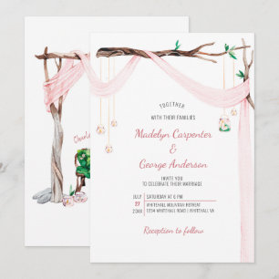 Eclectische Romance - Roze Draapsmos Jar-lampjes Kaart