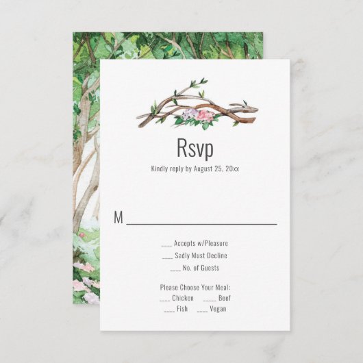 Eclectische Romance - Woodland Path Wedding RSVP (Voorkant / Achterkant)