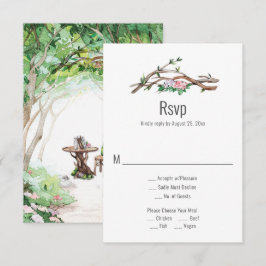 Eclectische Romance - Woodland Path Wedding RSVP Kaartje