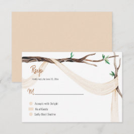 Eclectische Romantische Boomtak Beige Gaas RSVP Kaartje