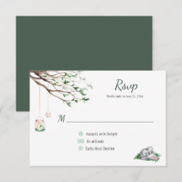Eclectische Romantische Bosbruiloft RSVP Kaartje