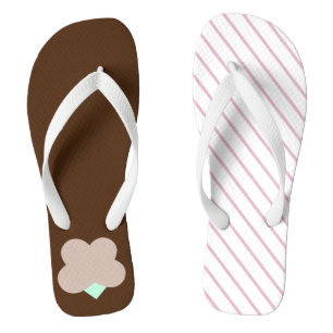 Eclectische teenslippers, bruin en roze teenslippers