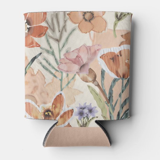 Eclectische Terracotta Wildflower Rustic Boho Spri Blikjeskoeler (Voorkant)