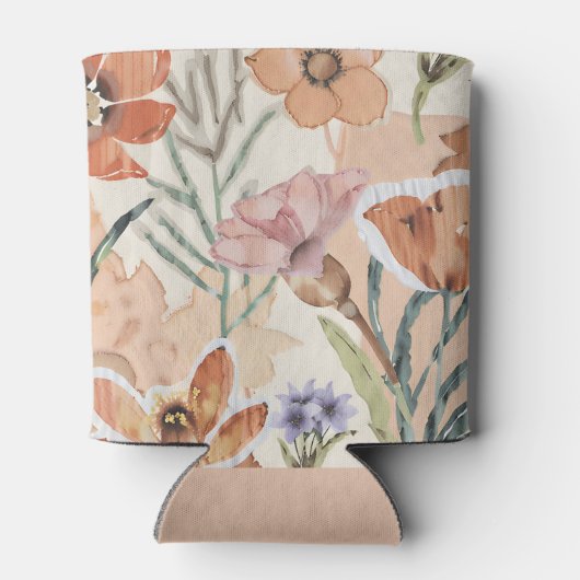 Eclectische Terracotta Wildflower Rustic Boho Spri Blikjeskoeler (Achterkant)